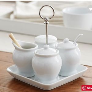 Pottery Barn Great White Coffee Condiment Set